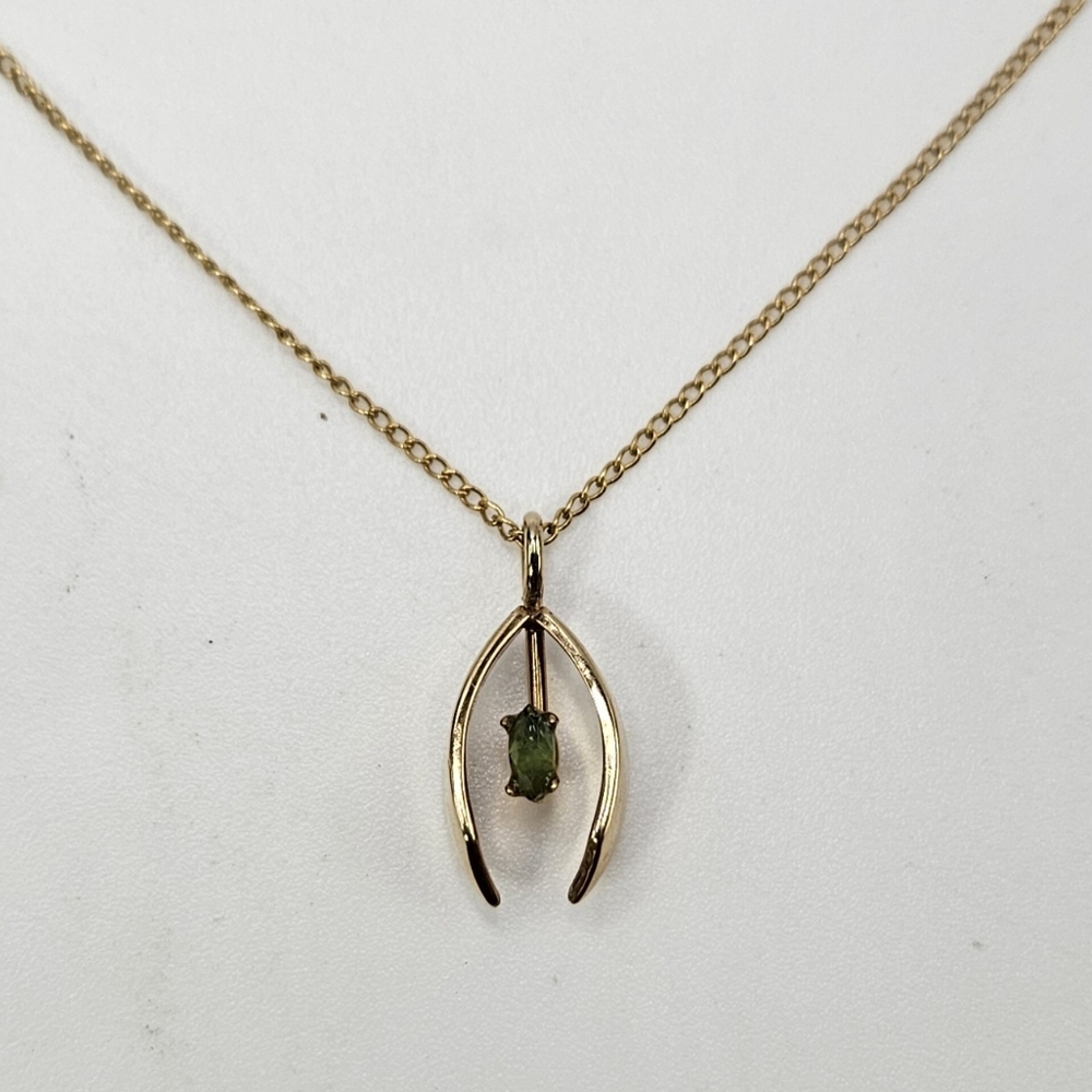 Vintage 14kt GF DEC Emerald Pendant Necklace 17"